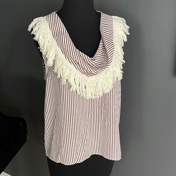Line + Dot Hayda striped fringed cowl neck sleeveless top. NWT. - Picture 1 of 4